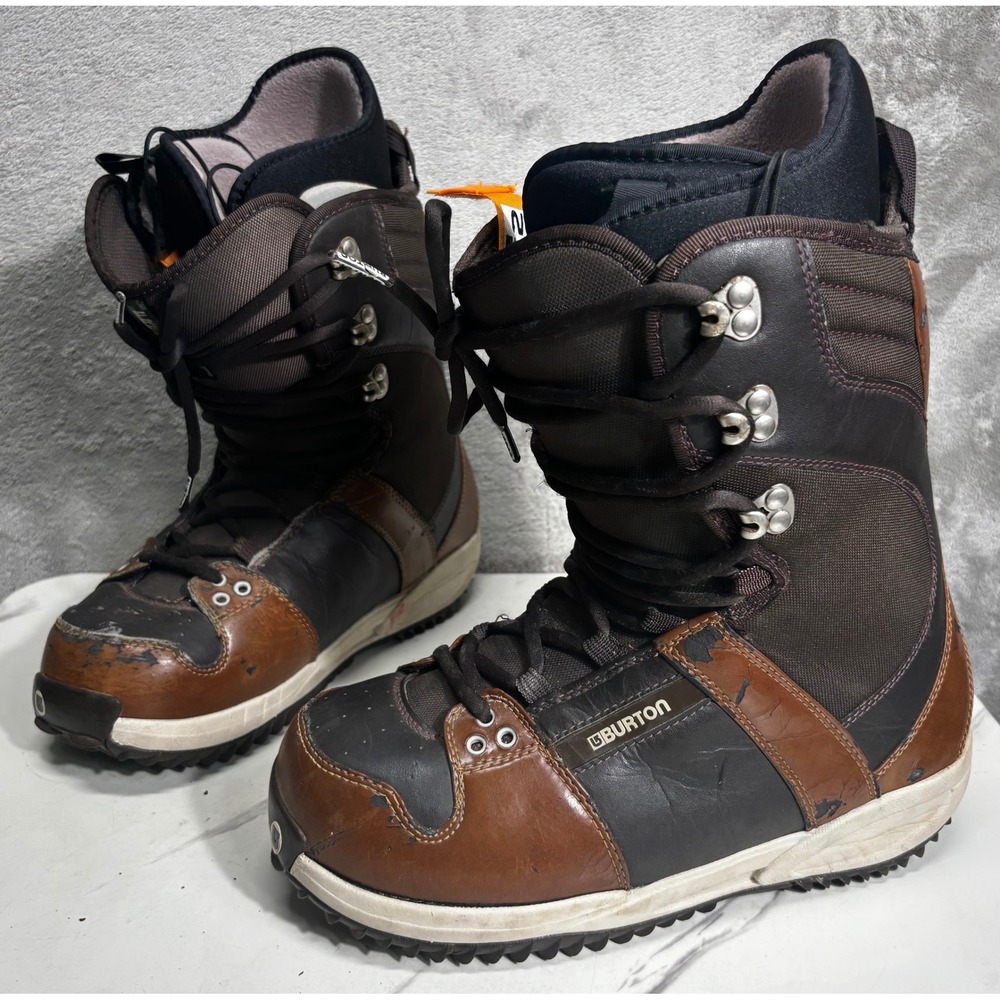 Burton Freestyle Snowboard Boots Men Size 10 Brown Black Fair Peeling Laces